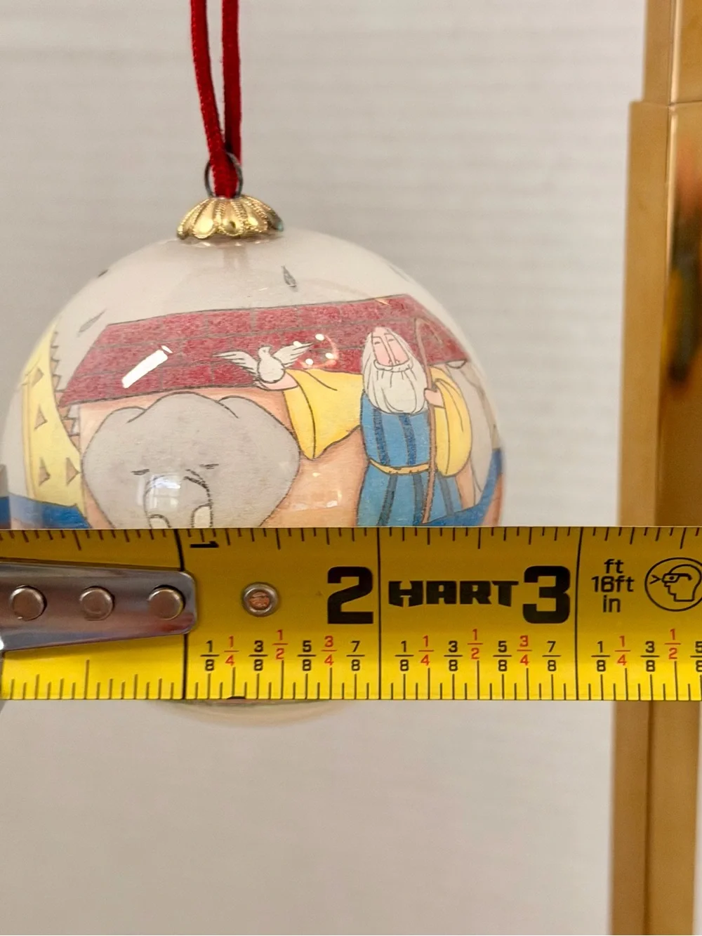 Vintage Hand Painted Glass Ornament Noah’s Ark